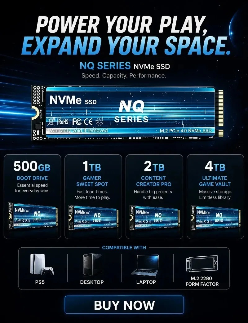 NQ SERIES NVME SSD 2TB/4TB NVM - M.2 Nvme 4Tb Pcie 4.0 Ssd ulasan dan harga