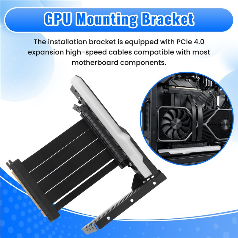 Vertical GPU Mounting Bracket  - Pcie 4.0 X16 Riser Cable 90 Degree ulasan dan harga